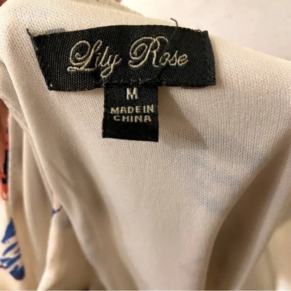 Lily Rose Cream Floral Sleeveless Dress Size Medium - Picture 7 of 8